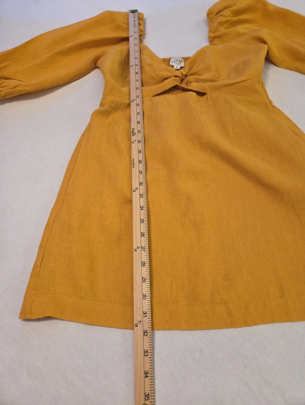 LOFT Beach Rusty Orange 100% Linen Cut Out Puff Sleeve Mini Pocket Dress SZ‎ M - Picture 9 of 14